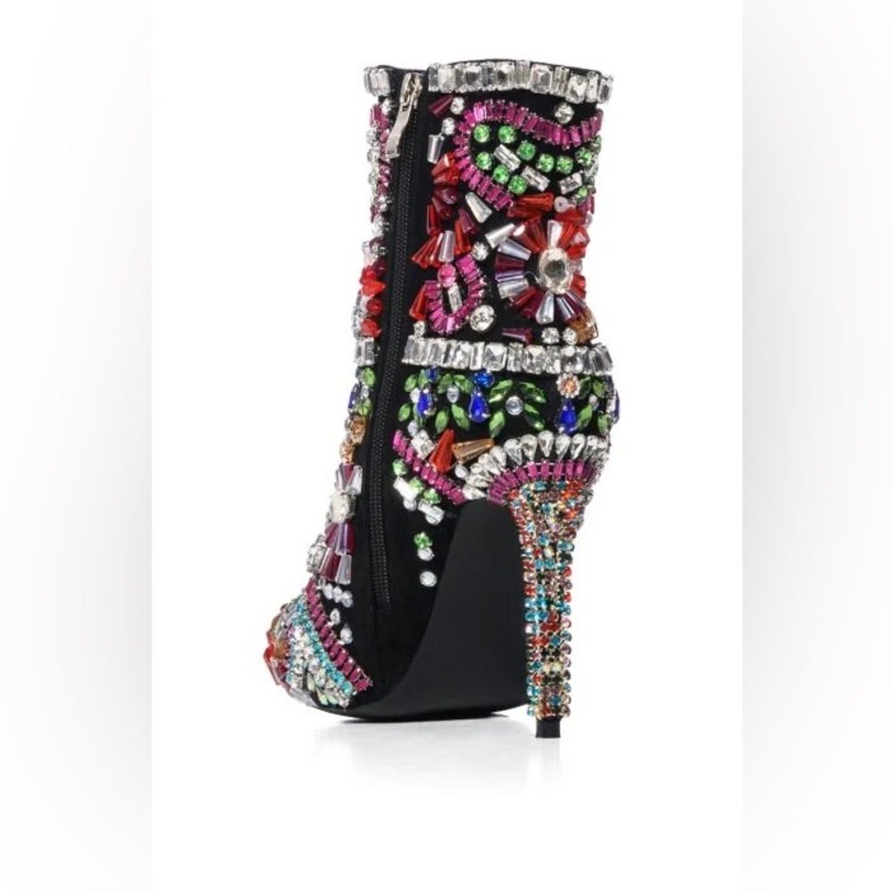 •Holly• Multicolor Crystal Embellished Rhinestone Stiletto Bootie - Picture 3 of 5